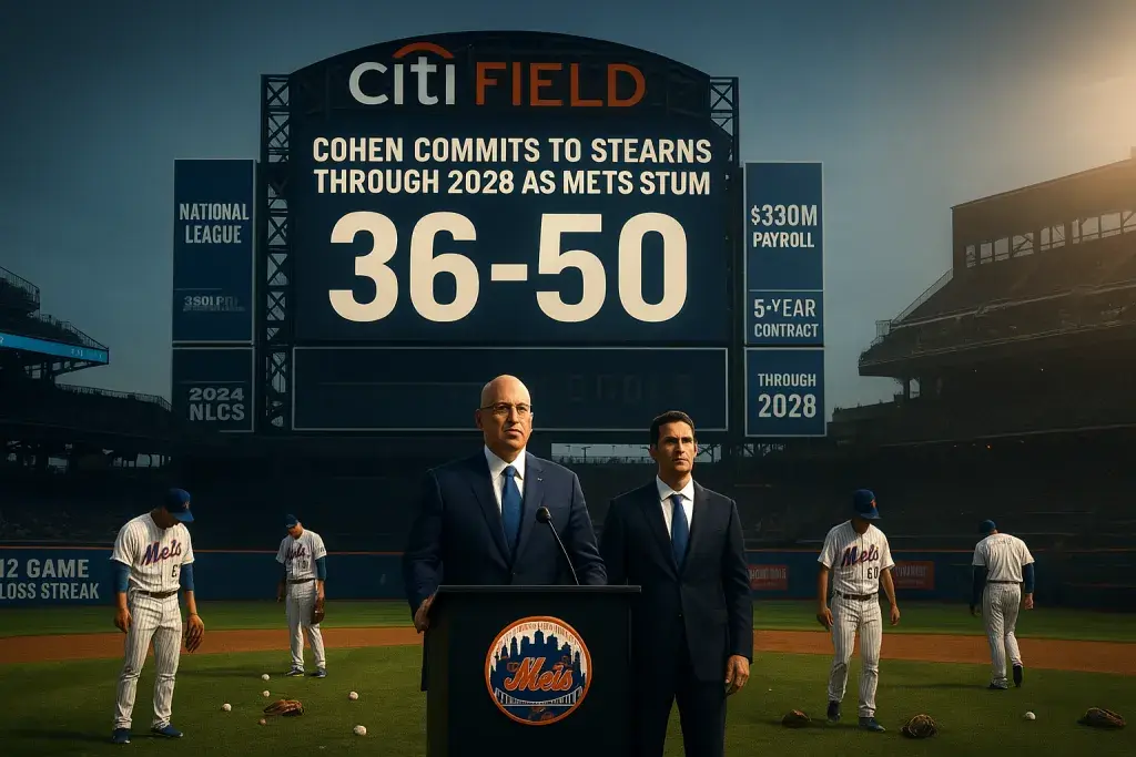 Cohen commits to Stearns through 2028 as Mets stumble at 36-50